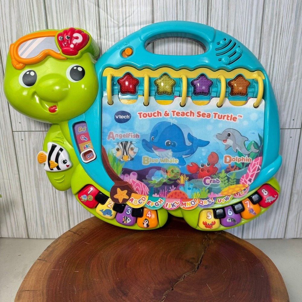 Vtech Touch & Teach Sea Turtle Learning Book Toy Blue Green 80-536800